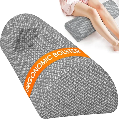 Miniatura 13 de SweetSlubr Almohada de rodilla para dormir de lado, almohada de espuma viscoelástica de media luna para piernas, almohada de elevación de cuña