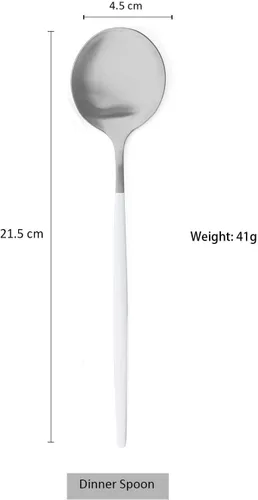Miniatura 5 de Juego de 6 cucharas de postre de 8.46 pulgadas, cucharas de acero inoxidable 304 de alta calidad, cucharas de metal duraderas, cucharadas, cucharas