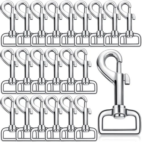 Miniatura 8 de Therwen 24 ganchos giratorios de acero inoxidable para correa de perro, llavero, correa de cámara, multiusos de 2.76 pulgadas (negro, 0.109 in)