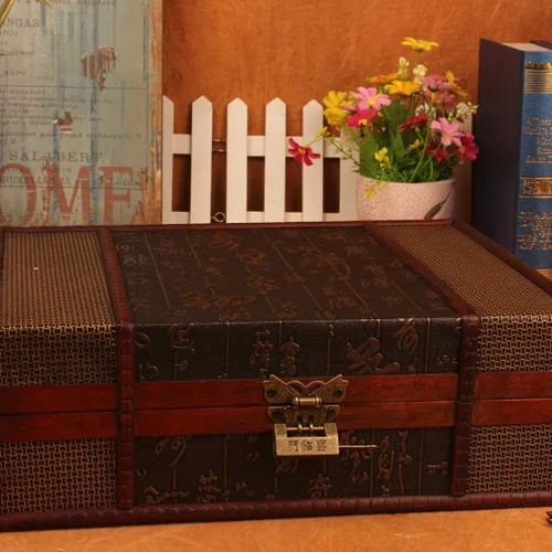 Miniatura 4 de Cabilock Organizador de collares, cajas de almacenamiento de escritorio de madera, caja del tesoro de madera para libros, caja de documentos