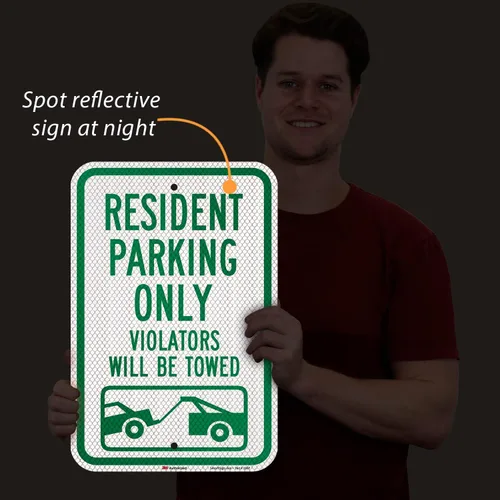 Miniatura 8 de SmartSign Letrero con texto en inglés "Resident Parking Only, Violators Towed" 12 x 18 pulgadas, aluminio reflectante de grado diamante 3M
