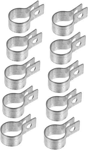 Happyyami 10 Uds. Abrazadera de tubo de metal de esgrima de malla de alambre de acero galvanizado Banda de enlace de cadena Piezas de valla de