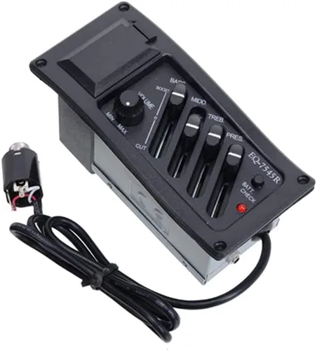 Miniatura 2 de Jiayouy Pastilla de guitarra 4 bandas EQ-7545R amplificador de preamplificador ecualizador sintonizador Piezo Pickup para guitarras acústicas