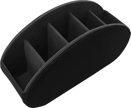 Miniatura 4 de Soporte de cuero para control remoto con 5 compartimentos, caja de almacenamiento/bandeja para control remoto de TV, organizador de escritorio