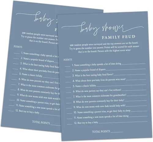Miniatura 22 de Family Feud - Juego de baby shower, paquete de 30 tarjetas, clave de respuestas, decoraciones de género neutro, suministros de juego