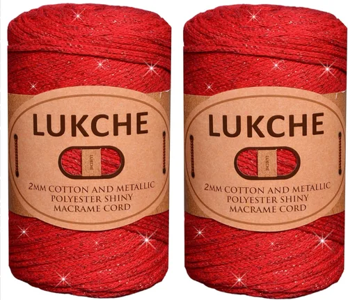 Miniatura 10 de Cordón de macramé de algodón brillante de 2 mm, 205 yardas, 8.80 oz, cordón de macramé para tejer para colgar en la pared, bolsos, porta plantas
