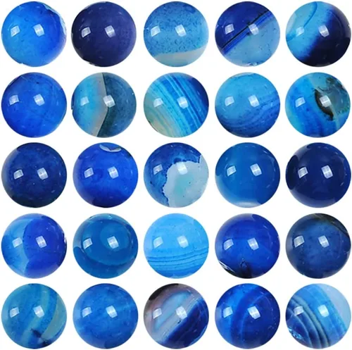 Cuentas sueltas de ágata natural a rayas azules de 0.236 in Cuentas de piedra redondas para hacer pulseras joyería aprox. 62/pcs