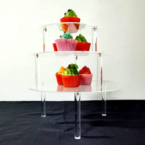 Miniatura 9 de Soporte acrílico para cupcakes para boda, soporte de exhibición de pasteles de 3 niveles, soporte de postres para panadería, pizza, hogar, fiesta