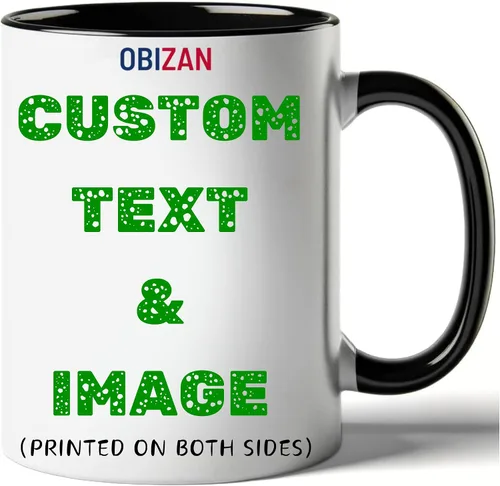 Miniatura 2 de Taza personalizada de café Obizan con foto, texto o logotipo Taza de cerámica personalizada 11oz Regalo personalizable para hombres, mujeres