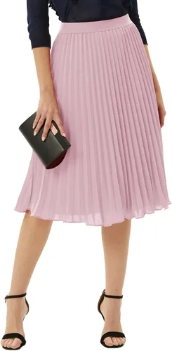 Miniatura 201 de GRACE KARIN - Falda plisada de gasa para mujer, con cintura alta y elástica, vuelo, corte acampanado y longitud por debajo de la rodilla