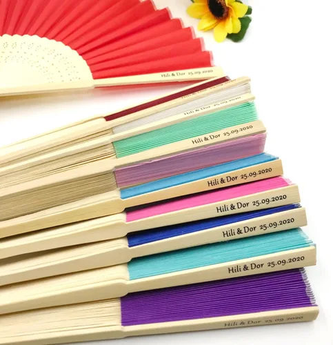 Miniatura 3 de Abanicos de mano personalizados para recuerdos de boda, abanicos de papel plegables de mano con bambú para regalo de boda, fiesta, hogar, bricolaje