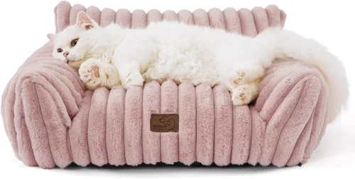 Miniatura 12 de Bedsure ComfyFleece Lindo sofá para gatos para mascotas, camas esponjosas para gatos con forro polar de pana suave de alta calidad, camas esponjosas