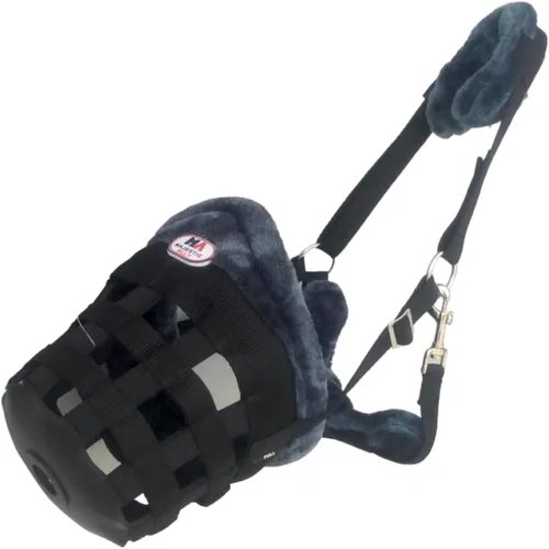Miniatura 5 de Horse Grazing Muzzle Halter, Mink Fleece Padded, Multiple Sizes, Breathable (Black, Cob)