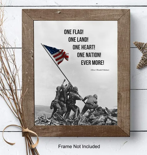 Miniatura 7 de Arte de pared con la bandera estadounidense, bandera marina, decoración de pared de Iwo Jima, foto del cuerpo de marina, regalos para hombres