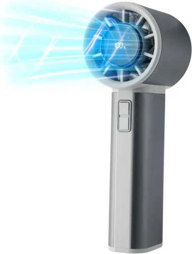 Miniatura 11 de Ventilador turbo portátil de mano, mini ventilador personal ajustable, funciona con batería recargable USB-C, pantalla digital, ultra silencioso