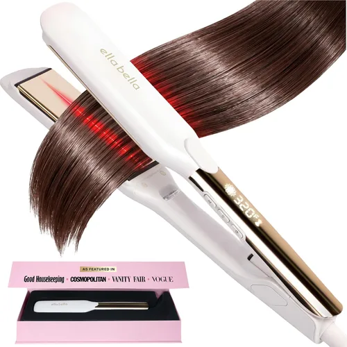 Miniatura 10 de ELLA BELLA® Plancha plana de titanio para alisar el cabello (con infrarrojos) • Plancha profesional para alisar el cabello • Pantalla digital