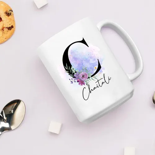 Miniatura 3 de Taza de café personalizada con nombre inicial, regalo para mujeres, esposa, amiga, mamá, abuela, madrastra, nombre personalizado e inicial taza