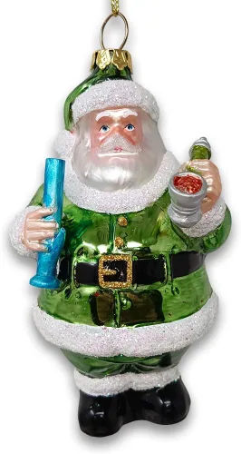 Miniatura 31 de Adorno de cristal soplado a mano de Papá Noel de safari aventurero, decoración navideña temática de viaje de explorador africano de la selva