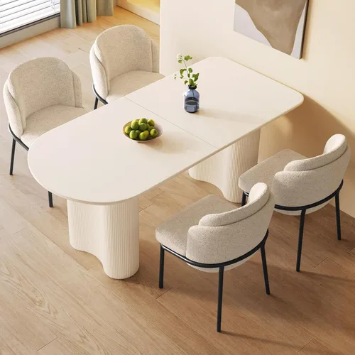 Miniatura 25 de Miuuod Mesa de comedor que ahorra espacio para apartamentos pequeños para 4-6 personas, muebles resistentes de mediados de siglo