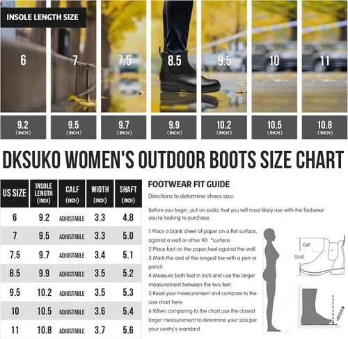 Miniatura 5 de DKSUKO Botas de lluvia cortas para mujer, botas de jardín impermeables de goma, botas elásticas sin cordones, botas Chelsea a la moda, zapatos