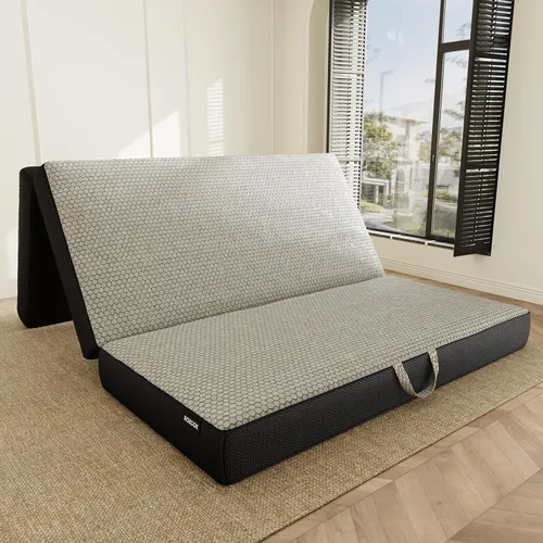 Miniatura 9 de ROXGOX Colchón Plegable Triple de Espuma Viscoelástica, Cama de Piso Portátil Individual de 4 Pulgadas, Colchoneta Plegable con Funda Lavable, Asa