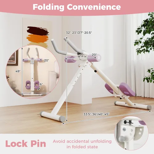 Miniatura 6 de Goplus Máquina de entrenamiento abdominal ajustable, equipo de entrenamiento plegable para abdominales con protección de rodilla, monitor LCD, Rosa