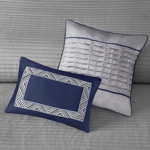 Miniatura 18 de Madison Park Juego de edredón Queen de jacquard lustroso y purpurina, conjunto de cubrecama para cama tamaño Queen – para todas las estaciones