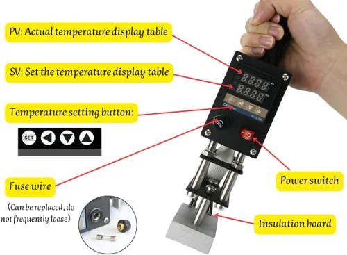 Miniatura 8 de Hierro de marca eléctrico personalizado para madera, hierro de 110 V 500 W con control digital de temperatura, adecuado para enchufe y uso de EE.
