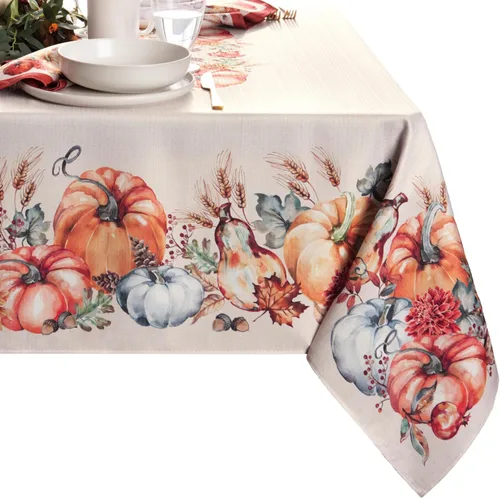 Elrene Home Fashions - Mantel de diseño de calabaza de cosecha botánica, rectangular de 52 x 70 pulgadas