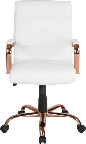 Miniatura 13 de Flash Furniture Whitney - Silla de escritorio giratoria de LeatherSoft de respaldo medio con asiento acolchado y reposabrazos, silla de oficina