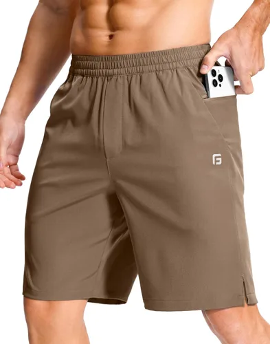 Miniatura 85 de GGJ Pantalones cortos deportivos ligeros para hombre con 2 bolsillos con cremallera de 7/5/9 pulgadas, pantalones cortos de tenis de secado rápido
