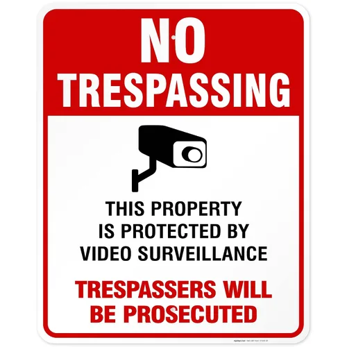 Miniatura 10 de Señal de videovigilancia No Trespassing, cámara de seguridad CCTV, 24 x 30 pulgadas, 3M EGP reflectante aluminio .080, resistente a la decoloración