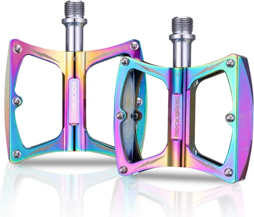 ROCKBROS Pedales de bicicleta de montaña 9/16 "Pedales de MTB Pedales de aluminio para bicicleta de carretera con rodamientos sellados, plataforma