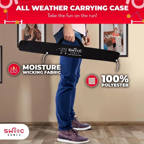Miniatura 6 de SWOOC Games® - Juego de pelota de escalera de madera premium (resistente a la intemperie) - con más de 10 juegos y estuche de transporte - Fácil