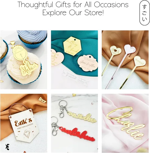 Miniatura 8 de Decoración acrílica personalizada para tarta, 1 unidad, dorado, oro rosa, negro, plata, 8 pulgadas, estilo moderno, nombre y mensaje