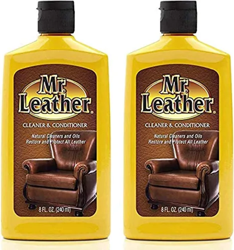 MR. LEATHER Limpiador y acondicionador de cuero para automóviles, tapicería, equipaje de cuero y bolsas (paquete de 2)
