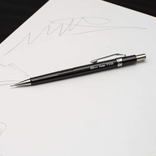 Miniatura 3 de Pentel Lápiz mecánico afilado, barriles metálicos de 0.028 in, borrador de repuesto, el color del barril puede variar (P207MLEBP)