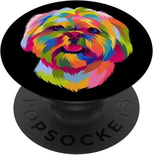 Colorido Pop Art Shih Tzu Retrato Shitzu cachorro propietario PopSockets intercambiable PopGrip