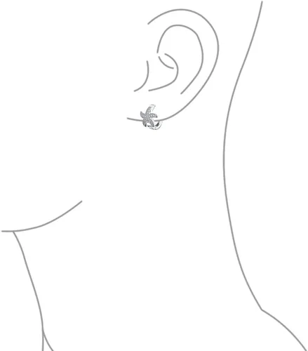 Miniatura 3 de Aretes de aro con forma de estrella de mar náutica para mujer, para adolescentes, micro pavimentar circonita cúbica, plata de ley 925, Gema Metal