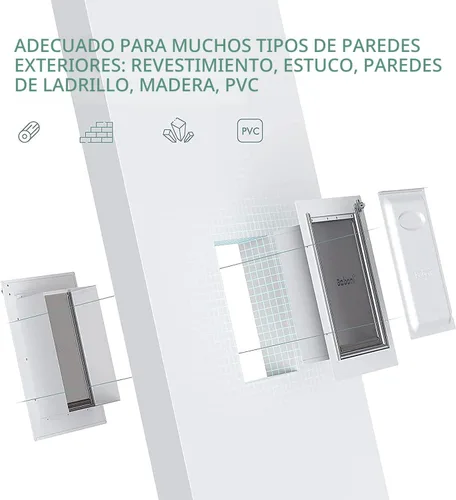 Miniatura 5 de Baboni Puerta para mascotas para pared, marco de acero y túnel telescópico, cerradura de aluminio, puerta de perro y puerta de gato con doble