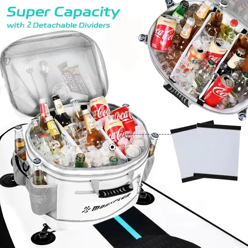 Miniatura 2 de MORXPLOR Waterproof PVC Material Paddleboard Cooler Deck Bag,40 cans Sup Deck Cooler Bag,Cooler Bag for Paddleboard,Lunch Box Cooler Insulated Blanco