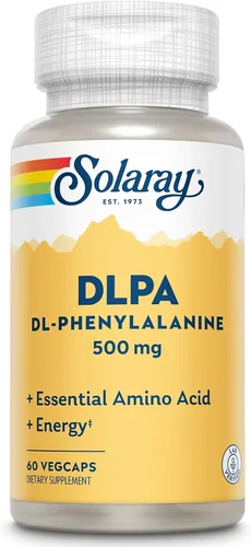 SOLARAY DL-Phenylalanine Capsule Supplements – 500 mg DLPA, mezcla 50-50 de aminoácidos esenciales para el sistema nervioso y apoyo energético, para