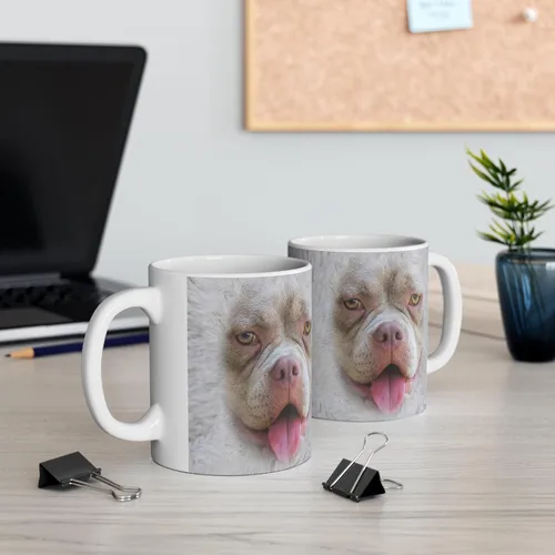 Miniatura 5 de Funny Gifts - Taza de café de cerámica blanca con diseño de perro American Bully de 11 onzas