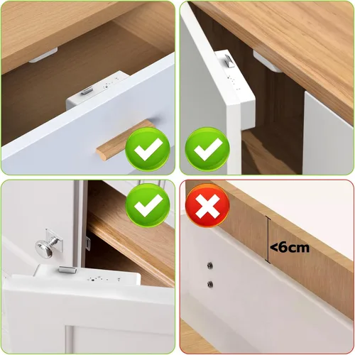 Miniatura 3 de eLinkSmart - Cerradura de gabinete oculta para cajón con tarjeta RFID NFC para niños, puerta de armario de seguridad, cocina, despensa, muebles