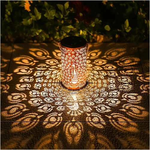 Miniatura 7 de Paquete de 2 linternas solares colgantes de abejas al aire libre, impermeables, luces LED solares de metal, linternas decorativas para jardín