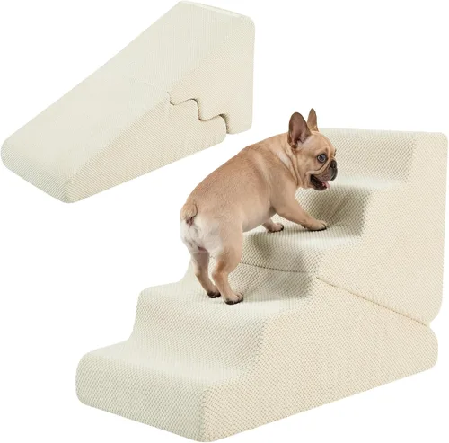 Miniatura 10 de Rampa para perros para cama, escaleras para perros de 16.5 pulgadas de alto para cama alta, escalones para mascotas 2 en 1 para perros pequeños