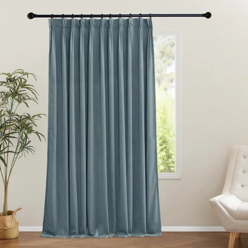 Miniatura 17 de KGORGE Cortinas de terciopelo verde cazador con pliegues pinzados de 84 pulgadas, con aislamiento térmico para oscurecer habitaciones, con anillas
