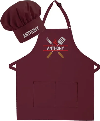 Miniatura 9 de Delantal bordado personalizado para adultos, hecho en los Estados Unidos, para hombres, mujeres, día del padre, cocina, barbacoa, parrilla, regalo
