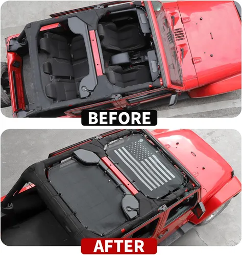 Miniatura 4 de JeCar Cubierta de malla para parasol delantero y trasero, protección UV, protección UV, accesorios exteriores compatibles con Jeep Wrangler de 4