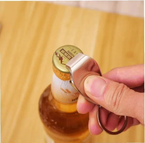 Miniatura 3 de Mini llavero plateado abrebotellas llavero abrebotellas metal llavero tapón cerveza sacacorchos